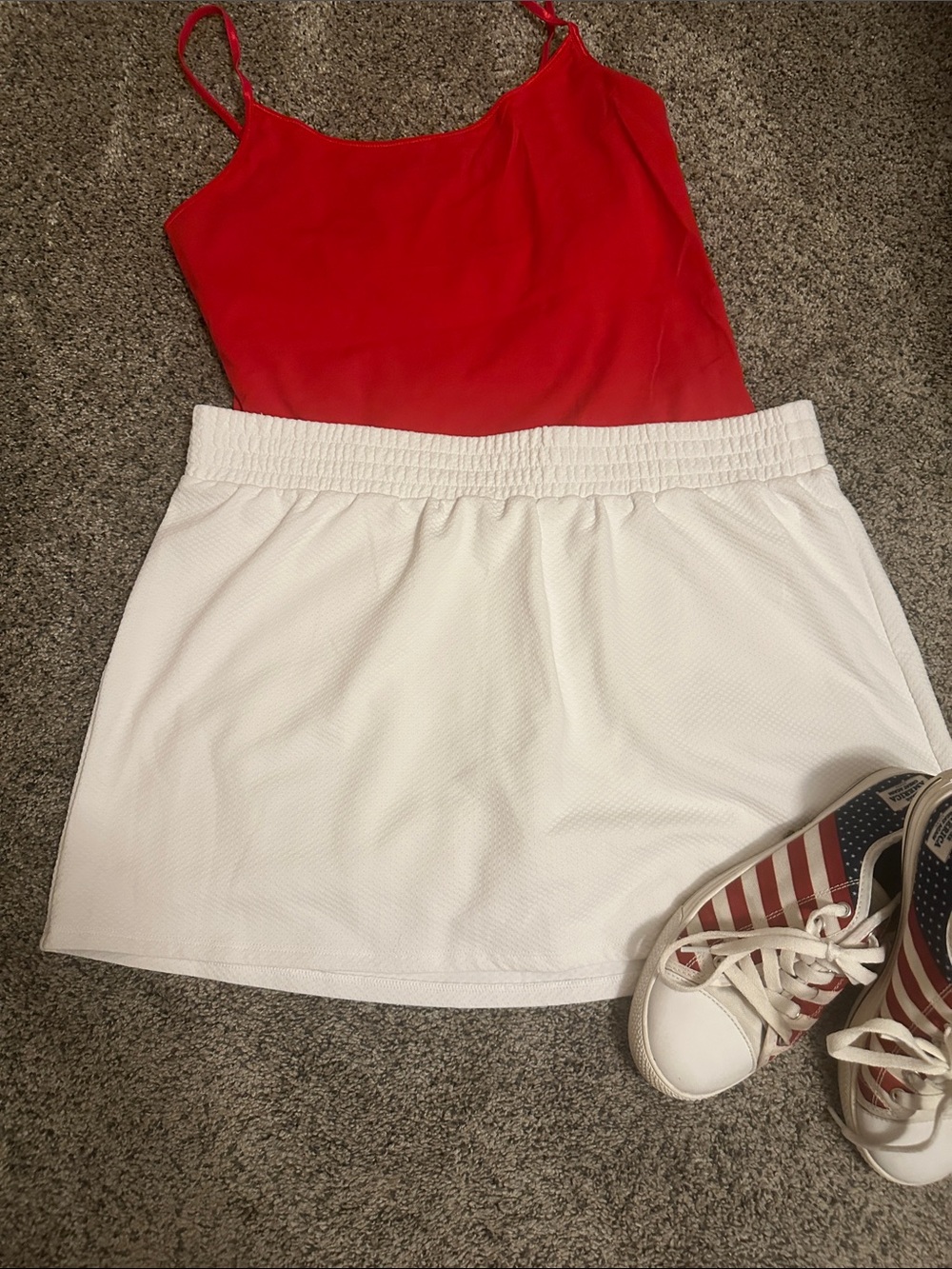 Athletic Works White Elastic-Waist Mini Skirt